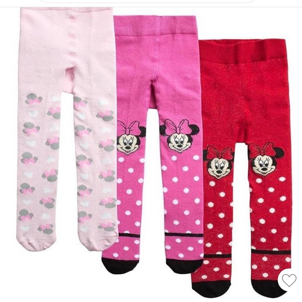 New Disney Baby Minnie Mouse Tights Set - Pink, Red, Magenta